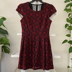 Forever 21 black and red floral lace dress